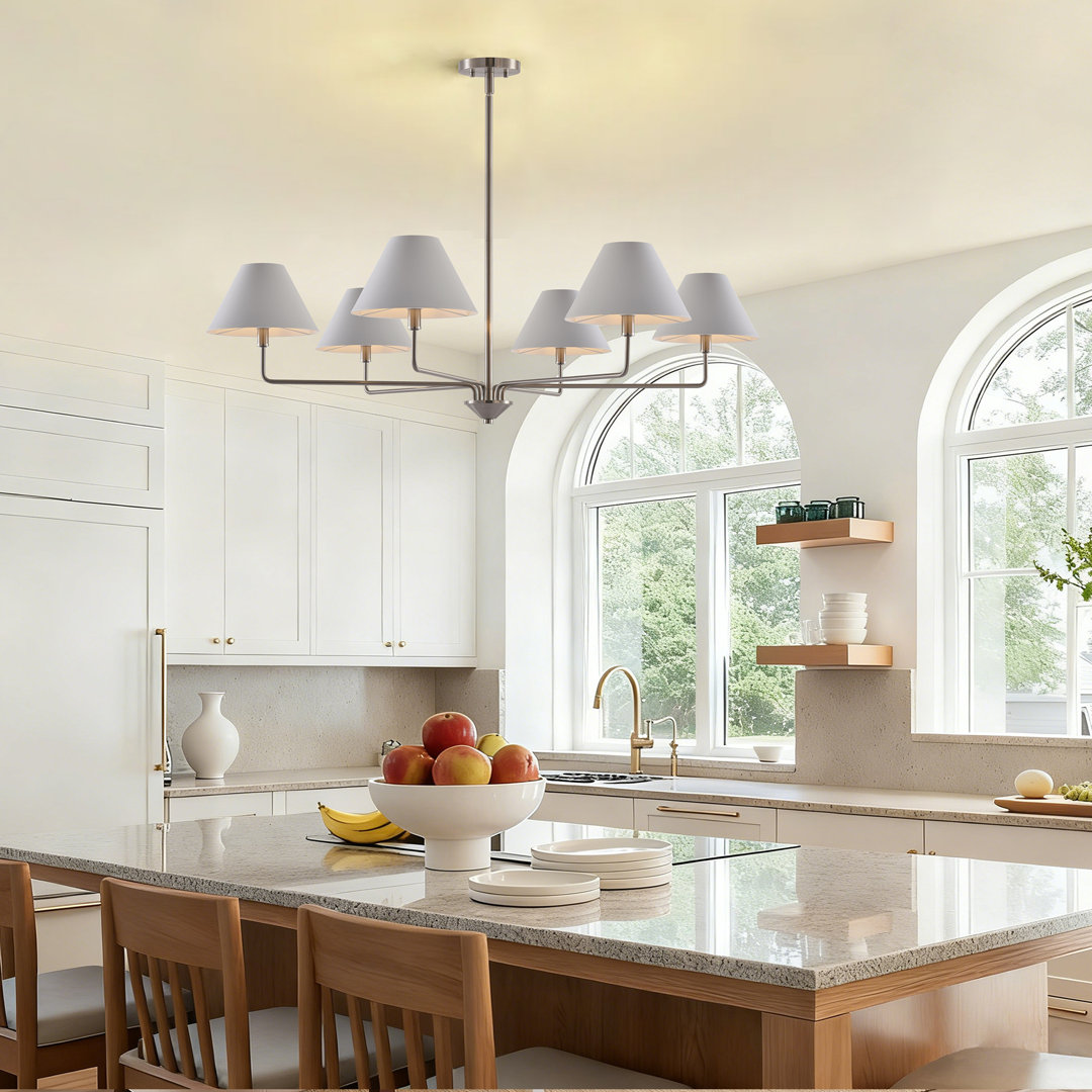  6 - Light Transitional Metal Dimmable Chandelier